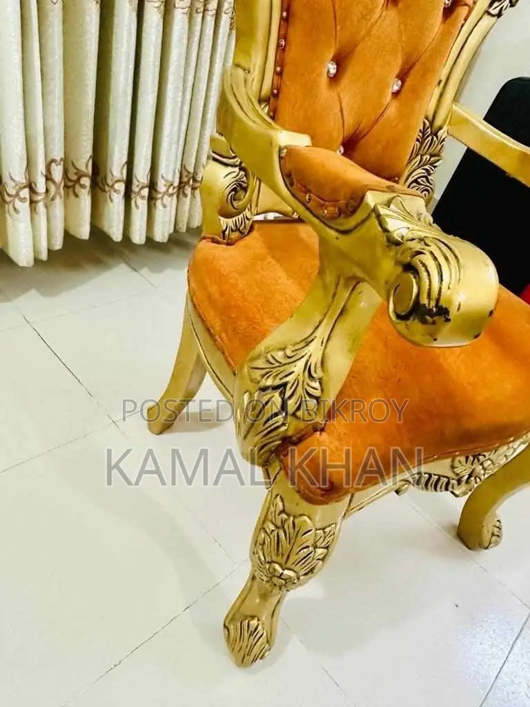 2 Golden Duko Painted Teak Wood Chairs for Sale