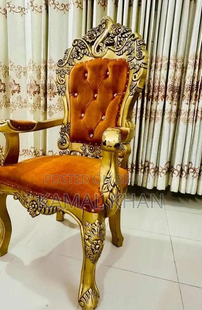 2 Golden Duko Painted Teak Wood Chairs for Sale
