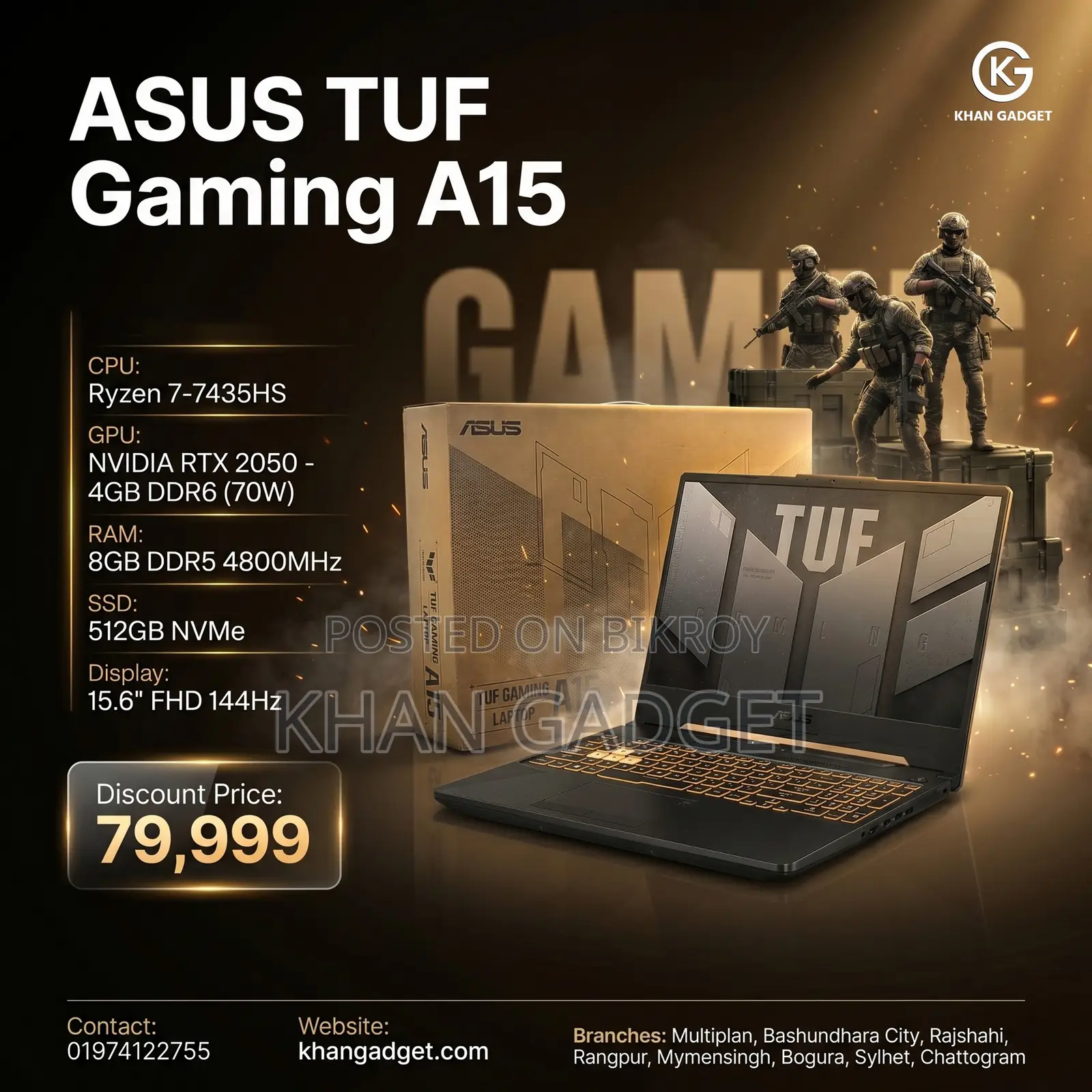 Laptop Asus TUF Gaming A15 8GB AMD Ryzen 7 SSD 512GB