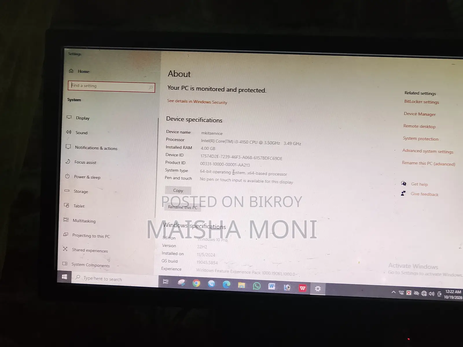 Desktop Computer Dell Alpha 12GB Intel Core i3 SSD 500GB
