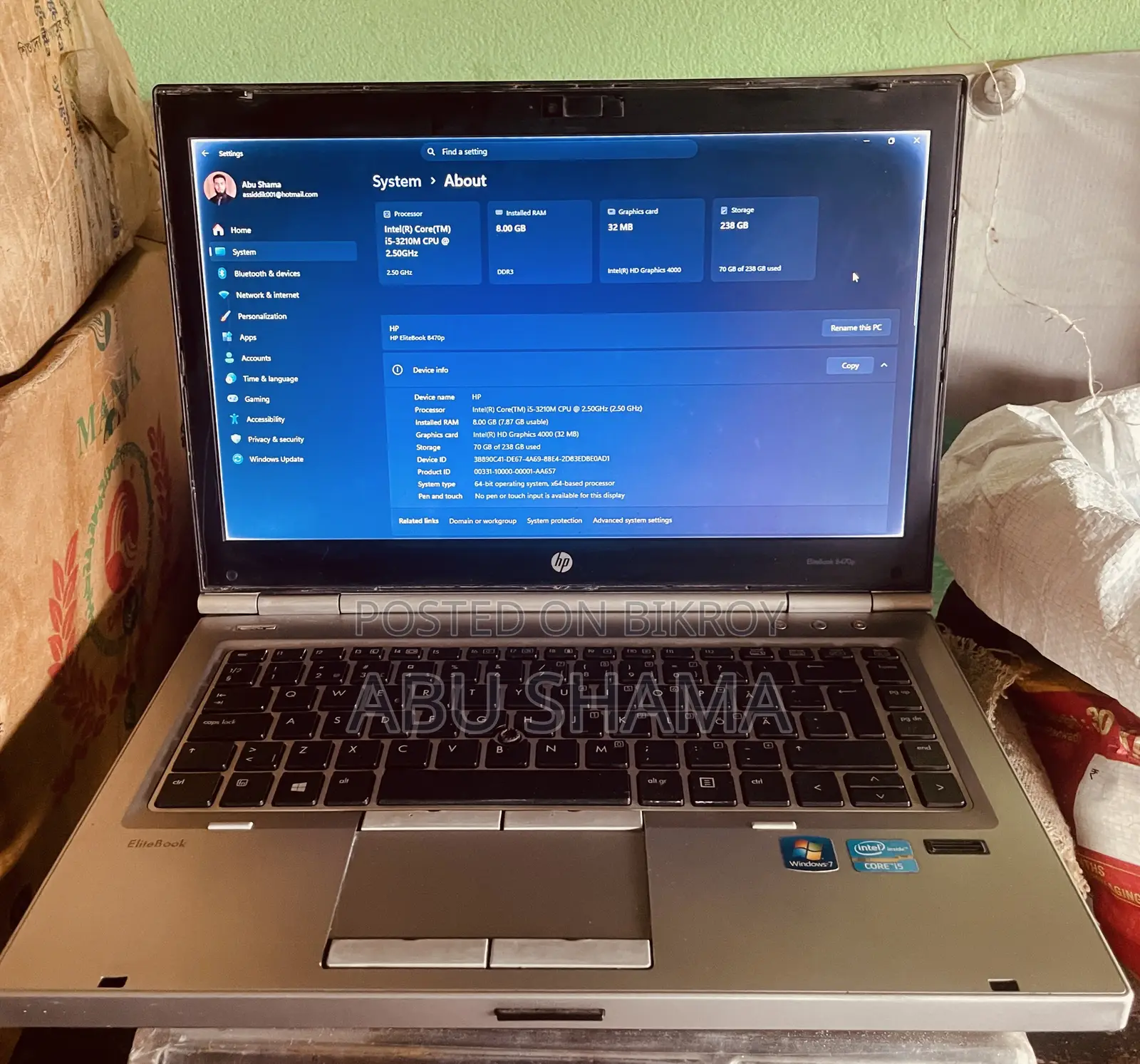 Laptop HP EliteBook 8470P 8GB Intel Core i5 SSD 256GB