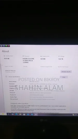 Desktop Computer 8GB HDD 1T