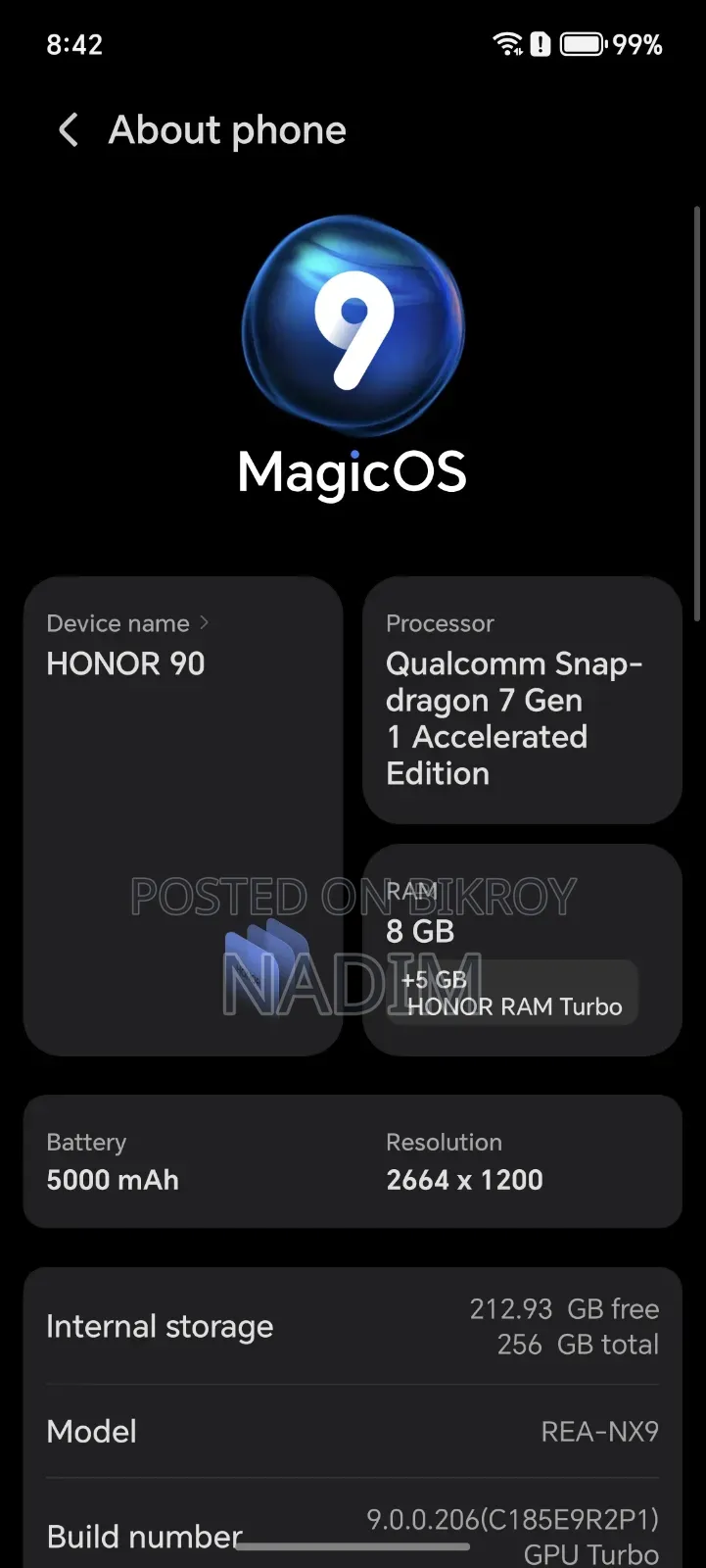 Honor 90 5G 256 GB Gray
