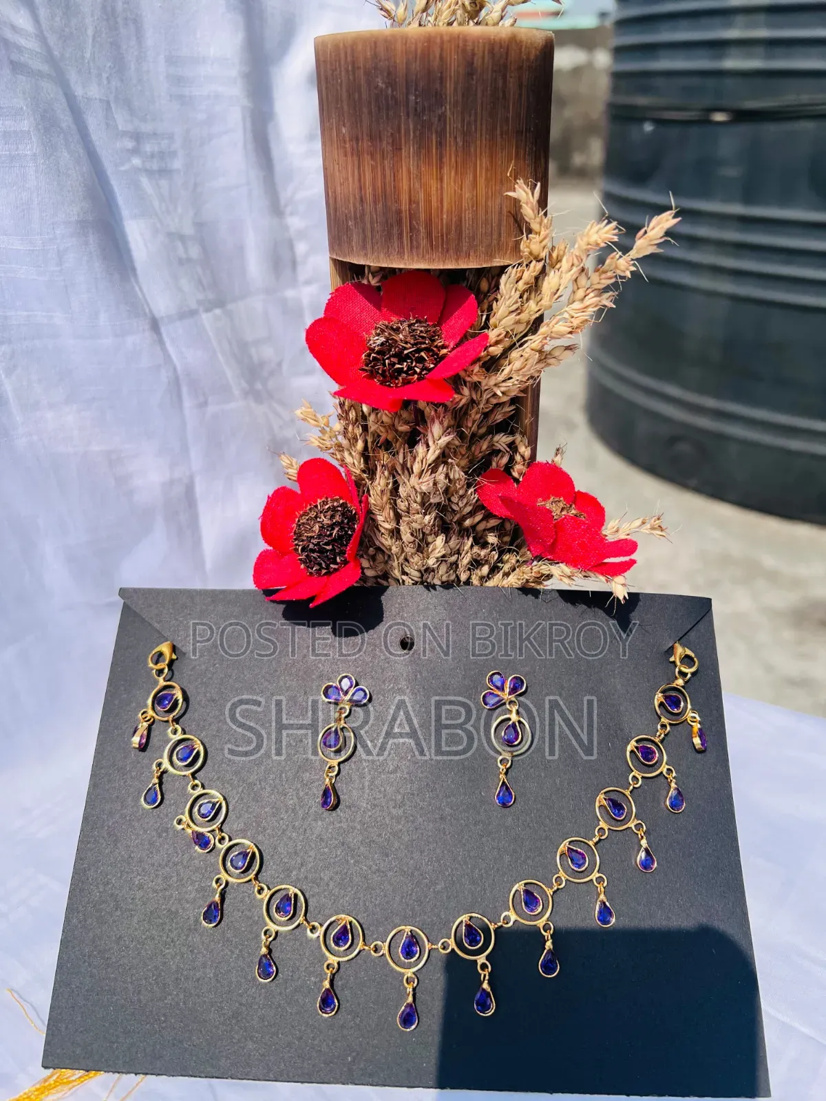 German silver jhumka and necklace combining traditional beauty!