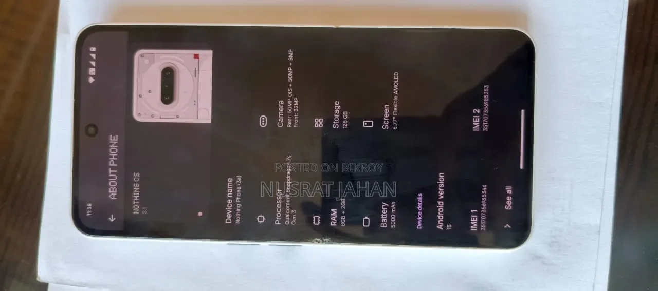 নাথিং ফোন ৩এ ১২৮ জিবি সাদা