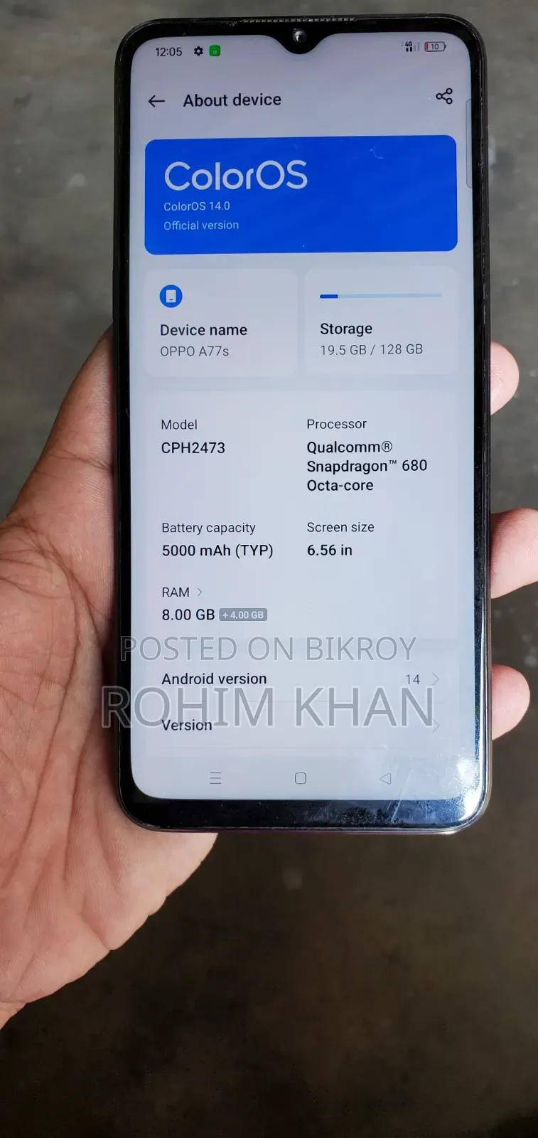 Oppo A77s 128 GB Black