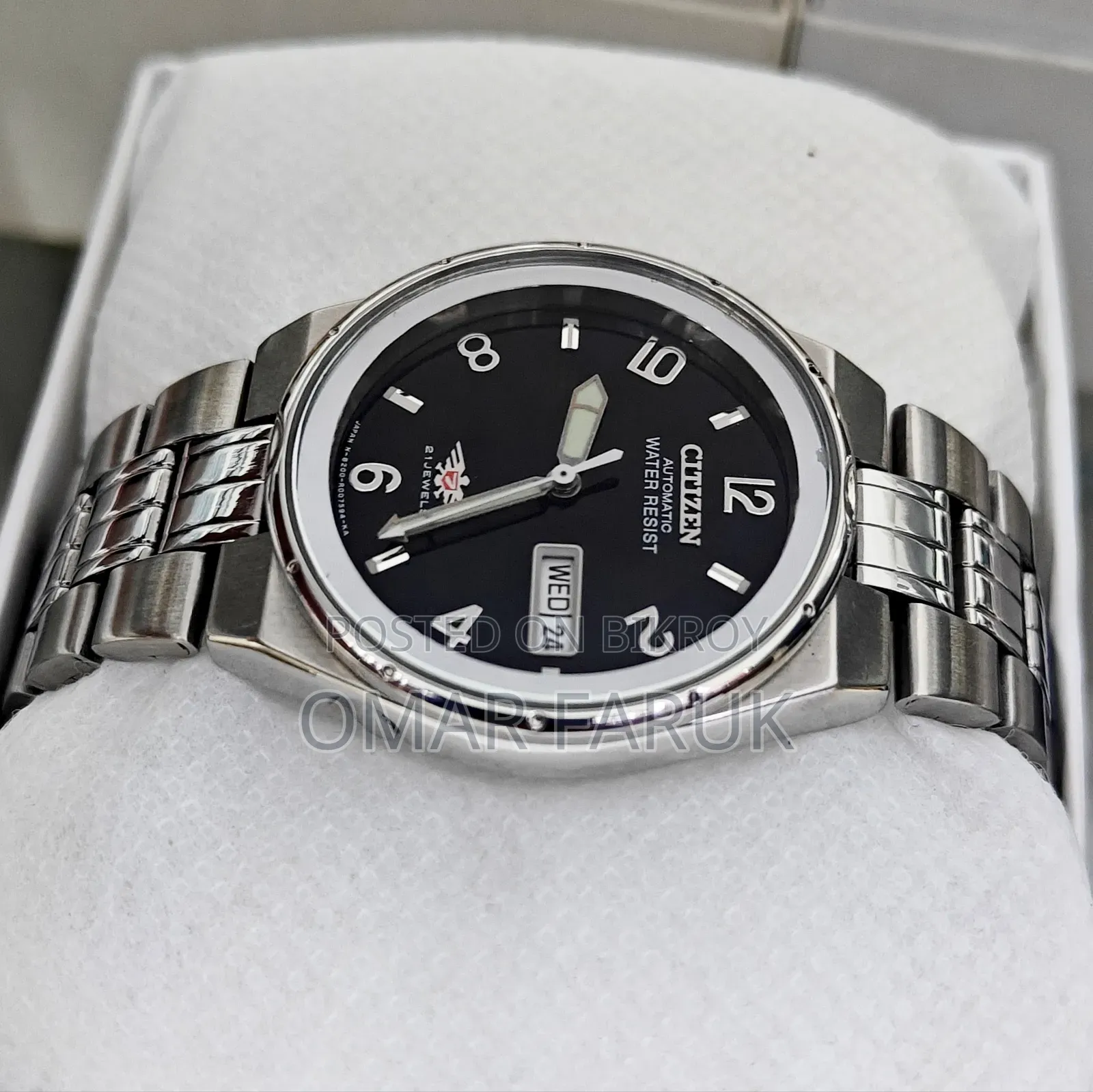 Vintage CITIZEN Automatic 21 Jewels Black Dial Men's Watch 38mm