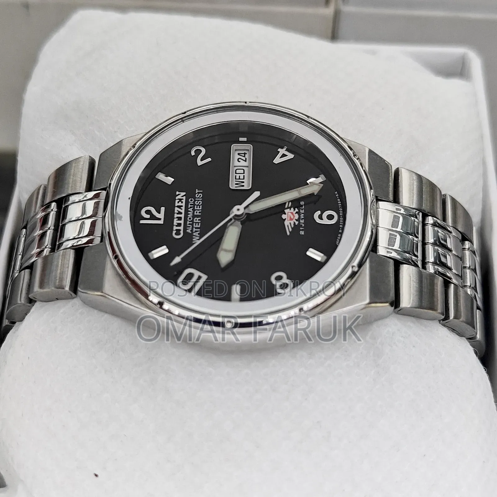 Vintage CITIZEN Automatic 21 Jewels Black Dial Men's Watch 38mm