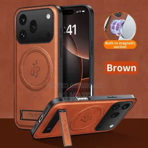 Premium Brown Magnetic Phone Case With Kickstand and Protection