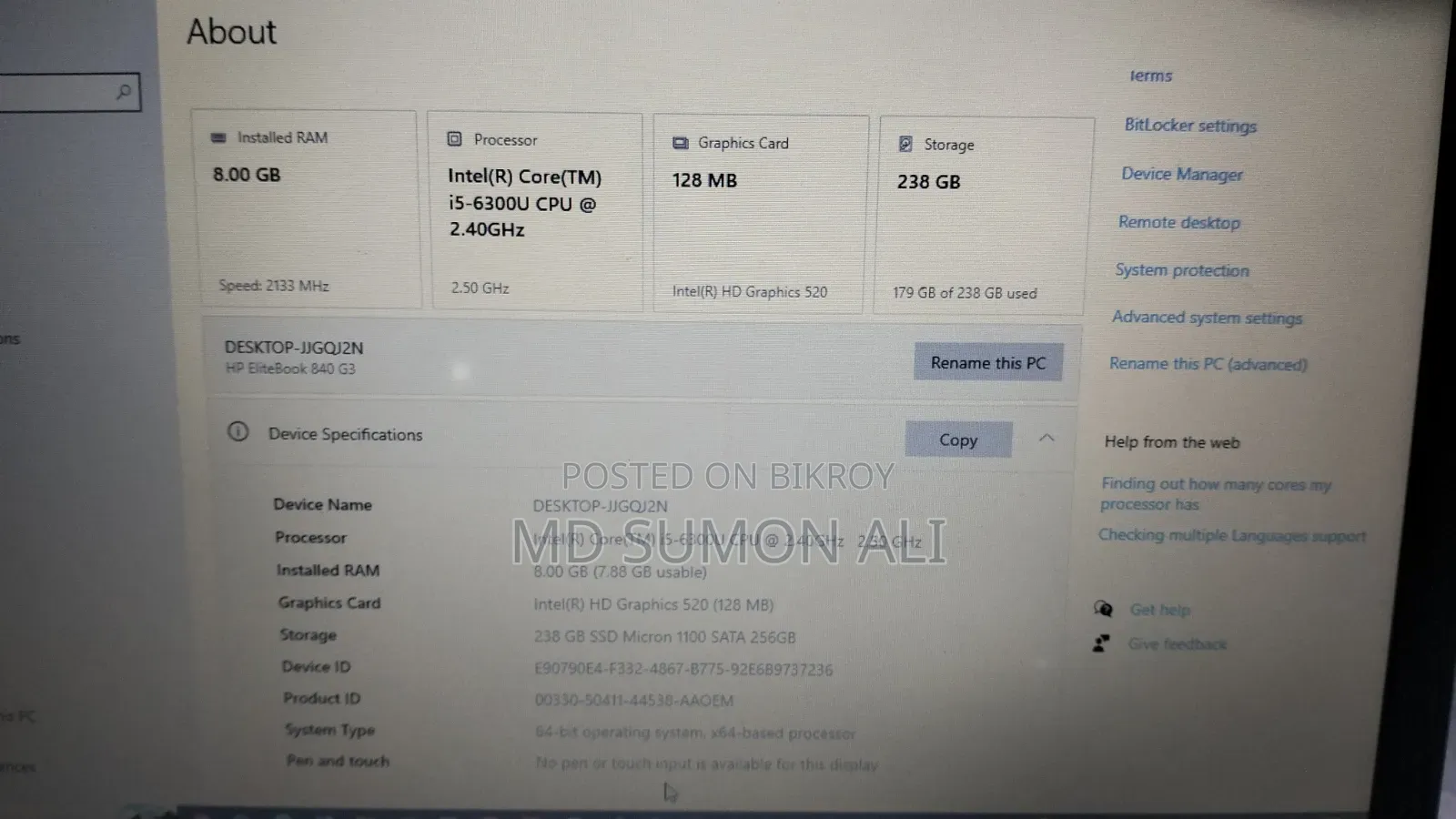 Laptop HP EliteBook 840 G3 8GB Intel Core i5 SSD 256GB