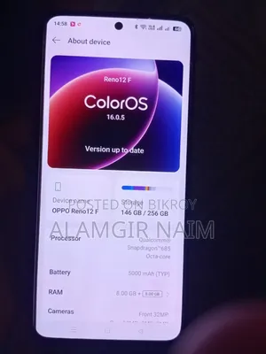 ওপ্পো রেনো১২ এফ ২৫৬ জিবি ব্ল্যাক