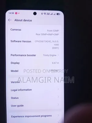 ওপ্পো রেনো১২ এফ ২৫৬ জিবি ব্ল্যাক