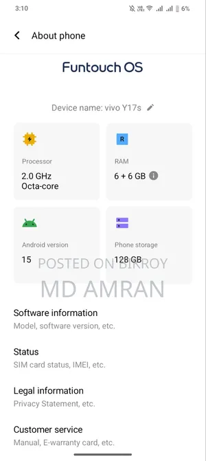 Vivo Y17s 128 GB Gray
