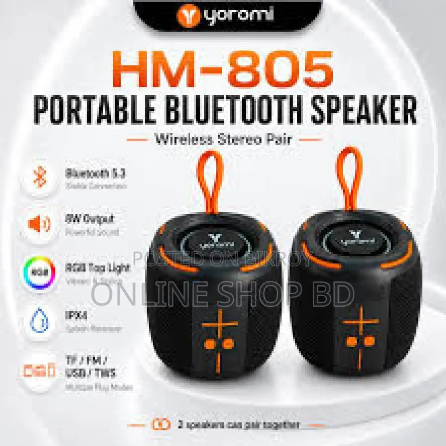 HM-805 Portable Bluetooth Speaker With RGB (Black)