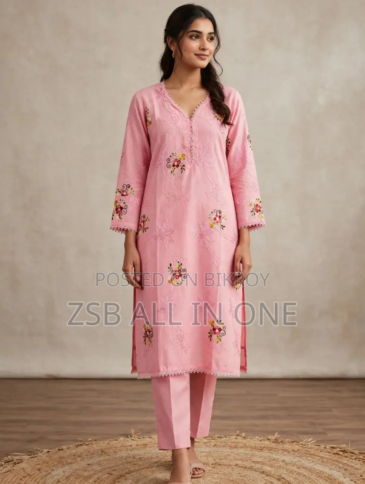 Cotton Two Piece Indian Embroidery Work