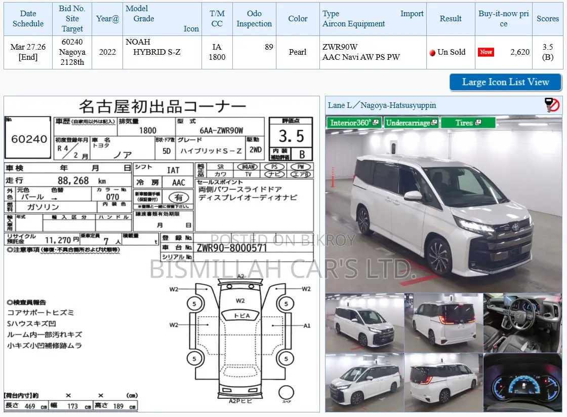 Toyota Noah 2022 Pearl