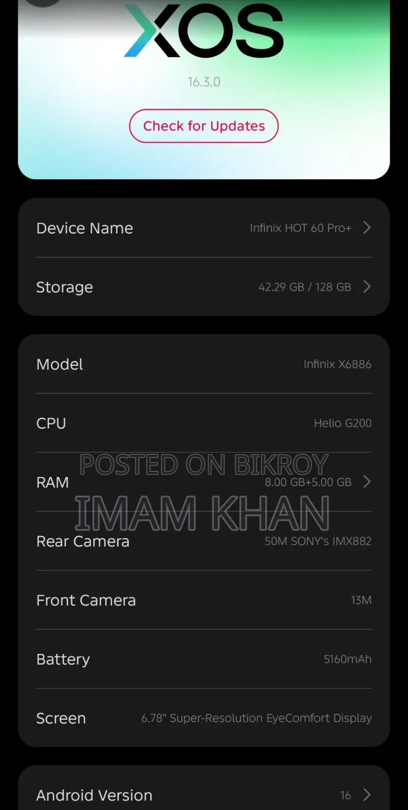 Infinix Hot 60 Pro+ 128 GB Black