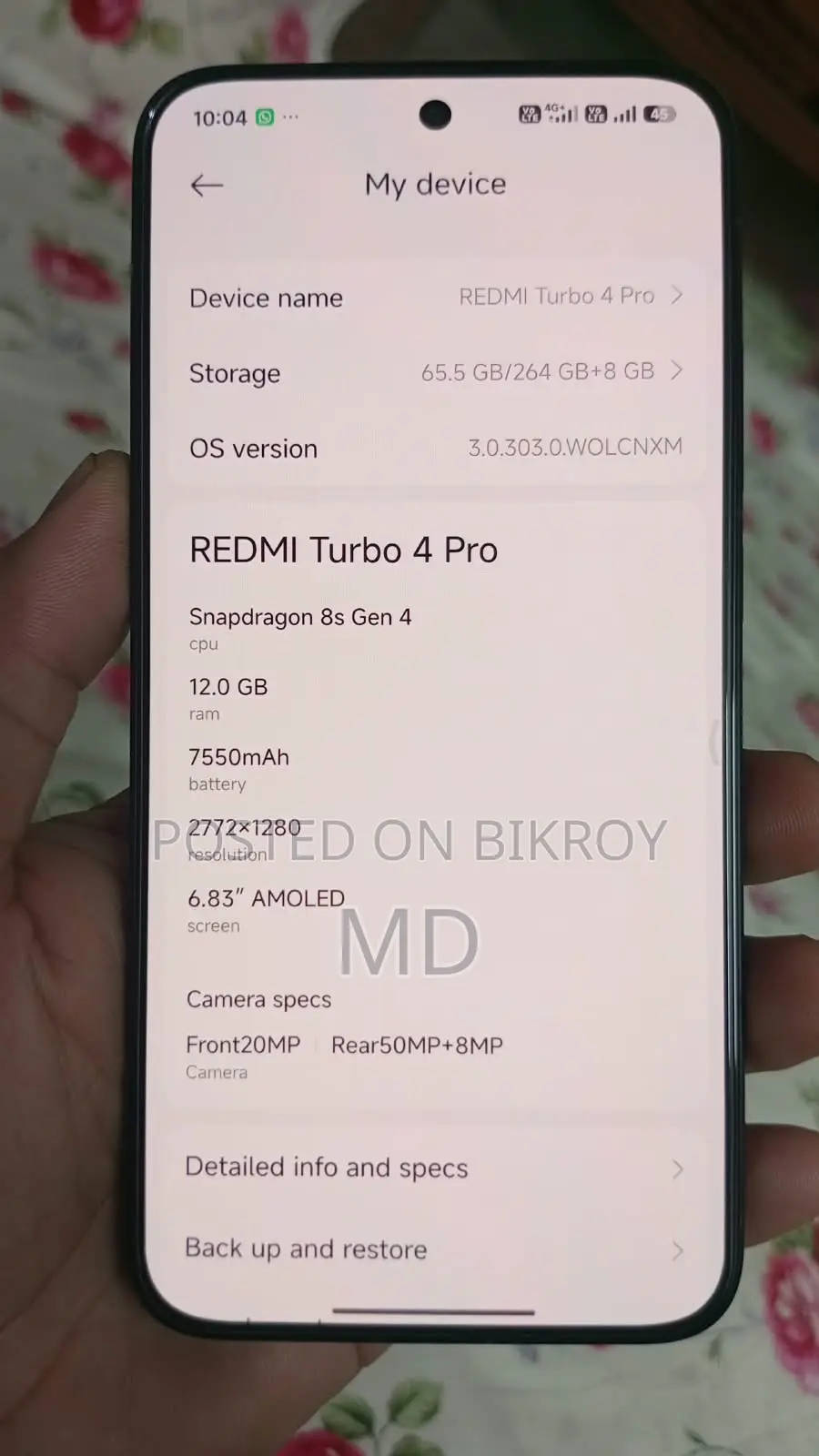 শাওমি রেডমি টার্বো ৪ প্রো ২৫৬ জিবি রেড