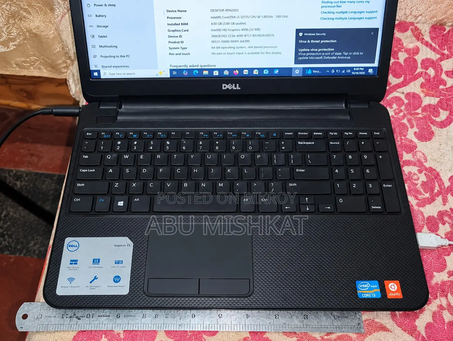 Laptop Dell Inspiron 15 3521 4GB Intel Core i3 HDD 500GB