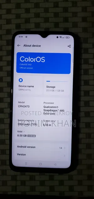 Oppo A77s 128 GB Black