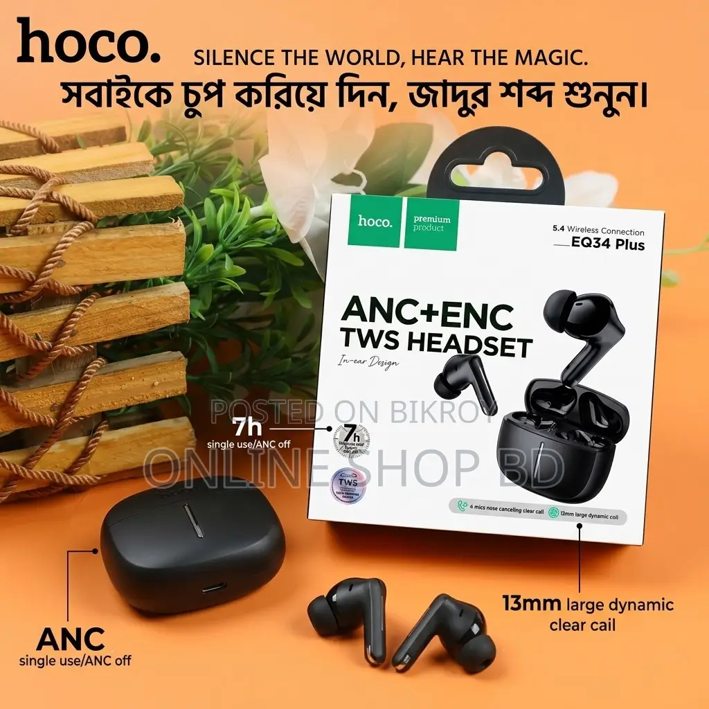 Hoco EQ34 Plus True Wireless ANC+ENC Bluetooth Earbuds
