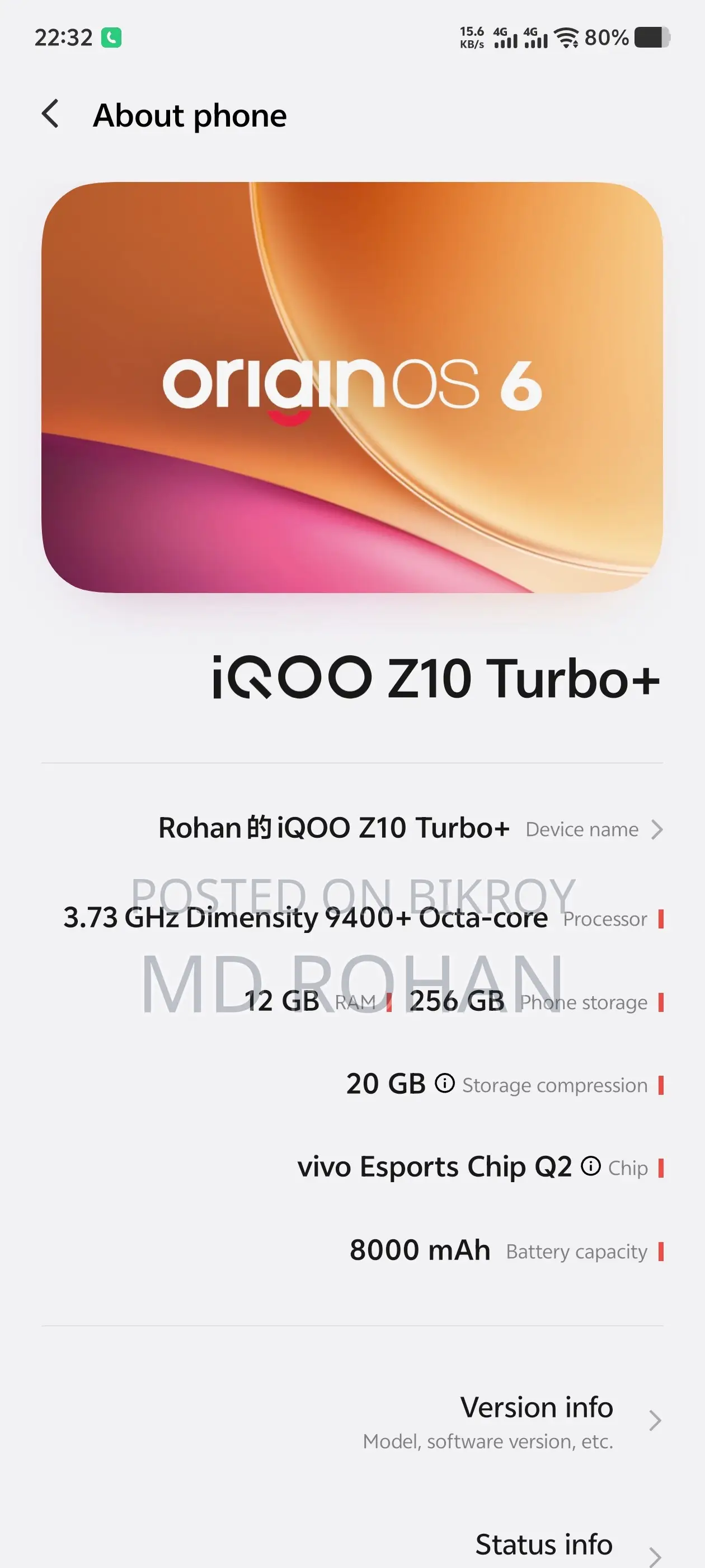 iQOO Z10 256 GB Gray