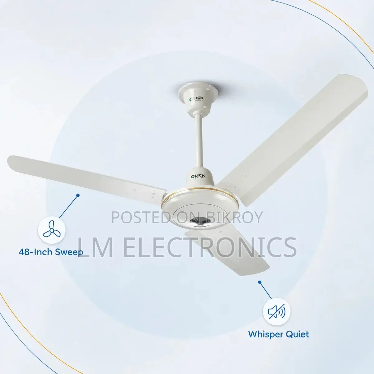 Click Crown Ceiling Fan 48″ Ivory Gold