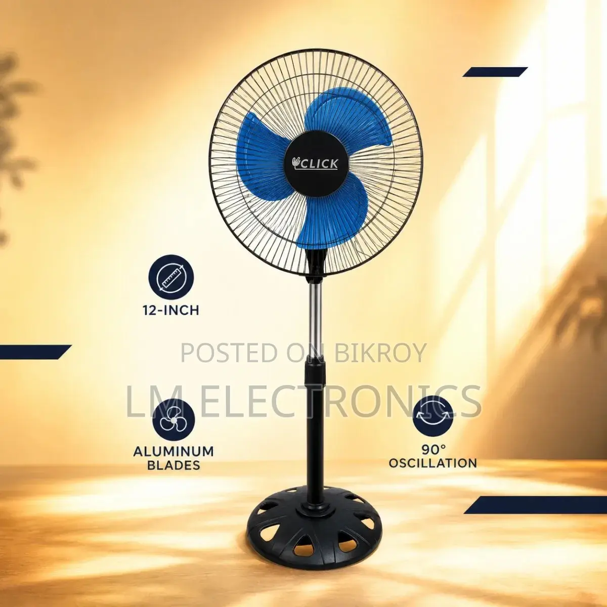 Click Half Stand Fan 12 Inch – High Speed