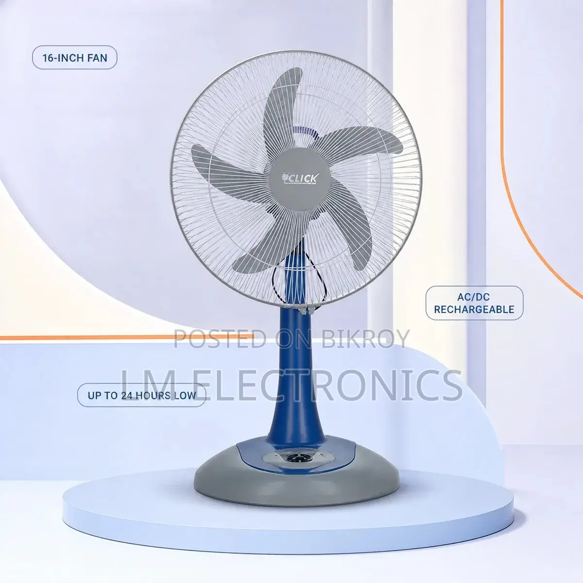 Click Rechargeable Half Stand Fan 16″