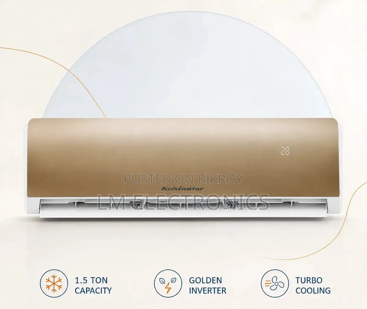 Kelvinator 1.5 Ton Golden Inverter AC Golden