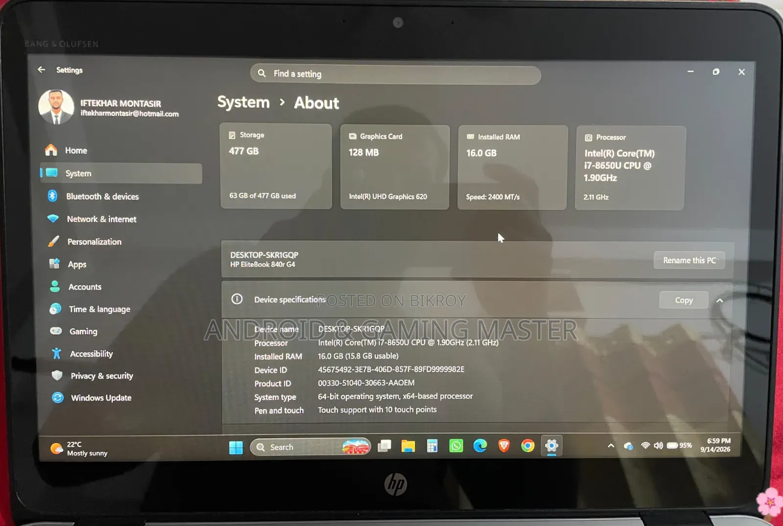 Laptop HP EliteBook 840 G4 16GB Intel Core i7 SSD 512GB
