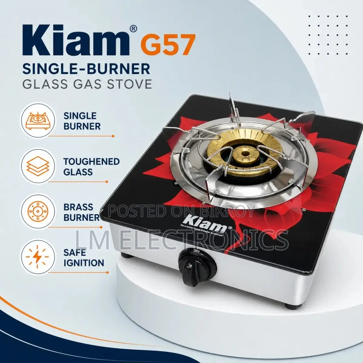 Kiam Single Burner Glass Gas Stove
