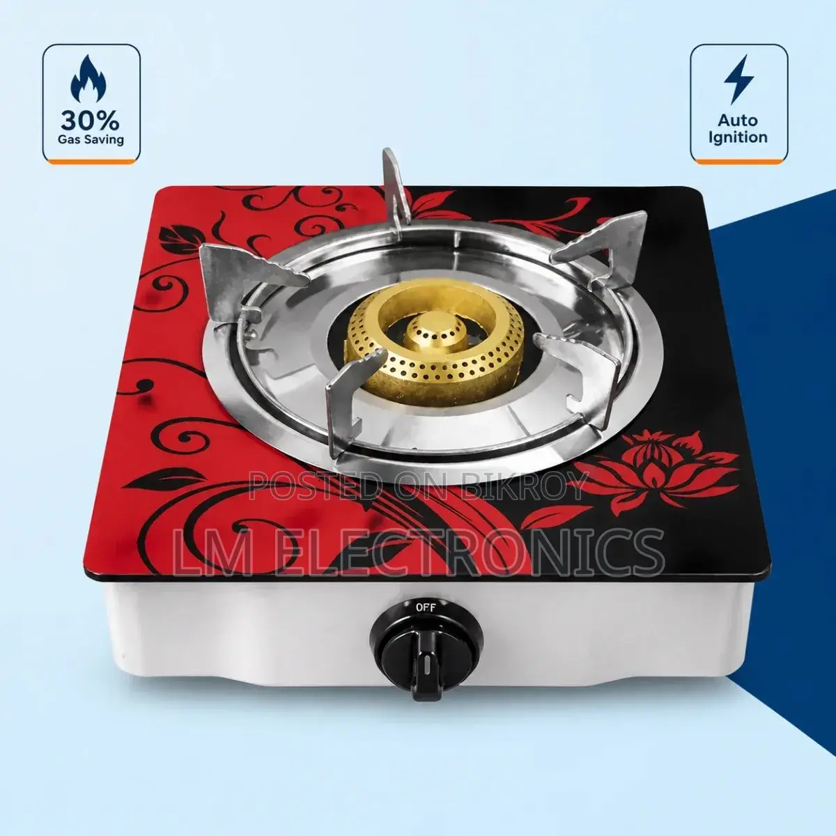 Kiam Single Burner LPG Gas Stove with Glass