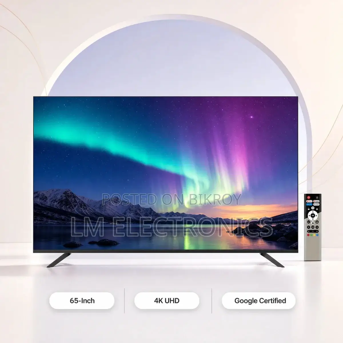 Rangs 65-Inch Google Certified TV | Frameless 4K UHD Smart TV