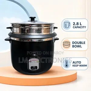 Singer Deluxe Black 2.8L Rice Cooker with Double Bowl