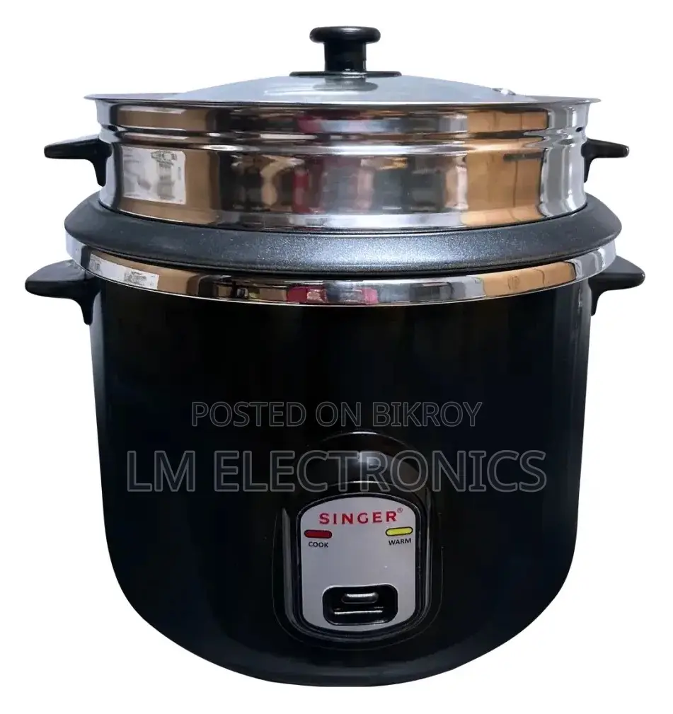 Singer Deluxe Black 2.8L Rice Cooker with Double Bowl
