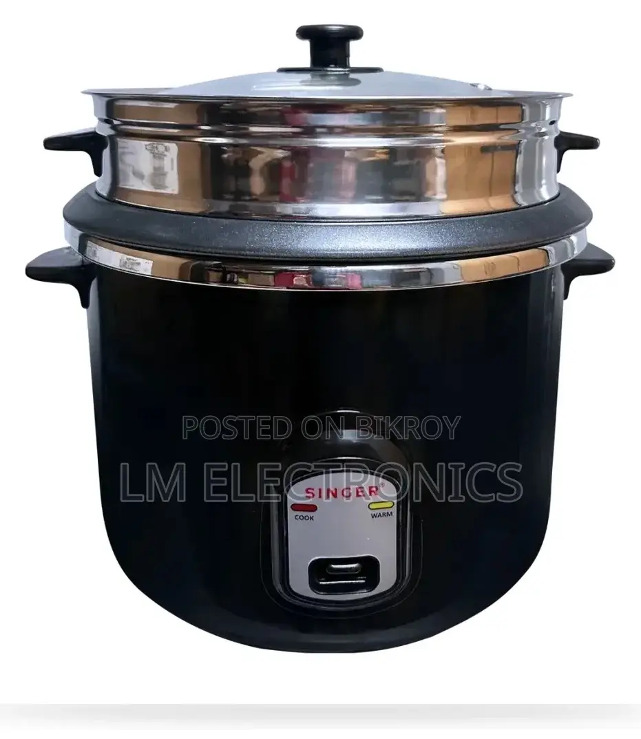 Singer Deluxe Black 2.8L Rice Cooker with Double Bowl