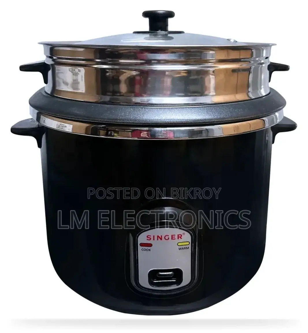 Singer Deluxe Black 2.8L Rice Cooker with Double Bowl