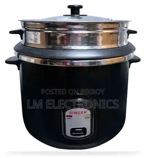 Singer Deluxe Black 2.8L Rice Cooker with Double Bowl