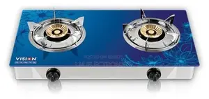 Vision 3D-Sky Tempered Glass Double NG Gas Stove – Blue