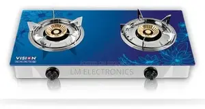 Vision 3D-Sky Tempered Glass Double NG Gas Stove – Blue