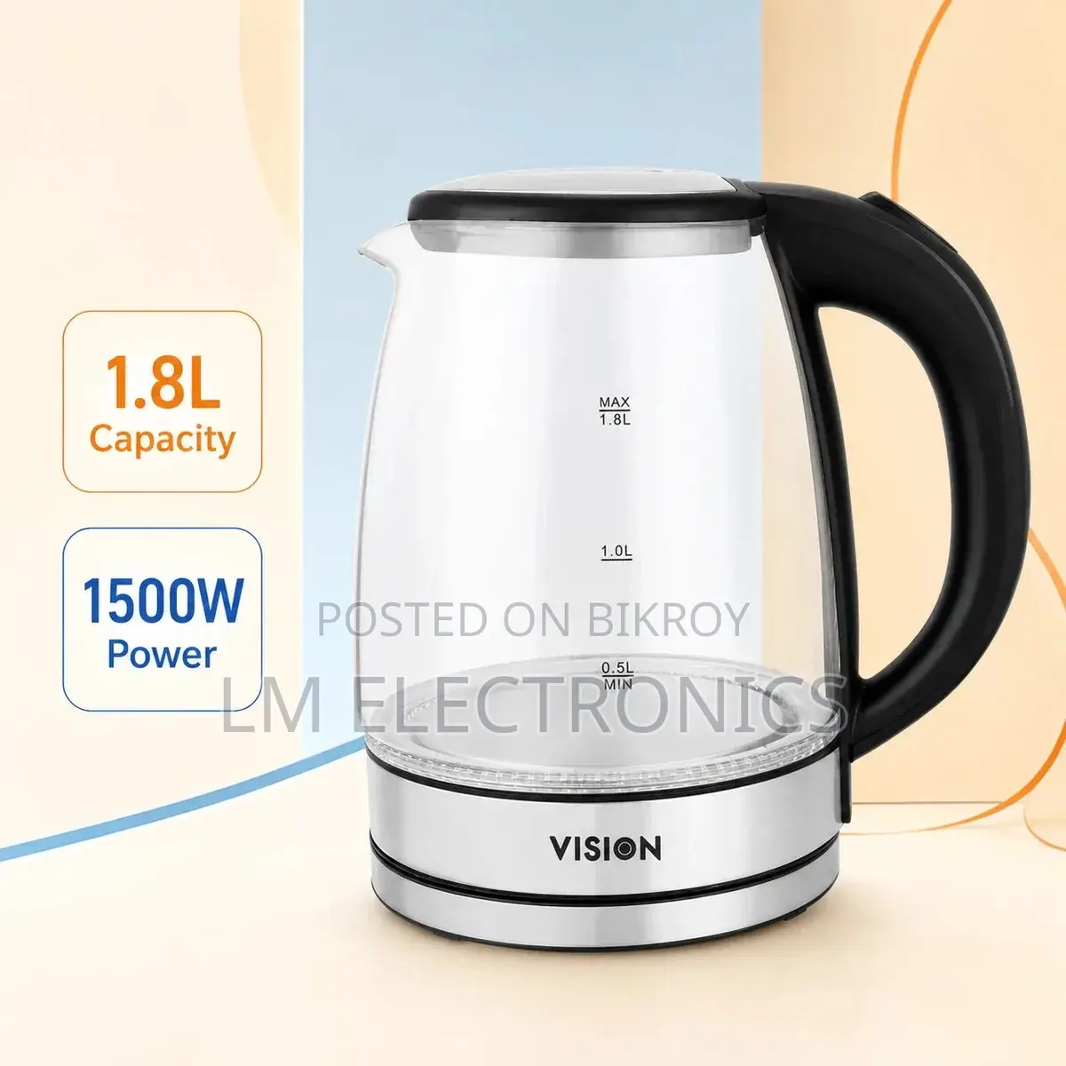 Vision E.Kettle 1.8L VIS-EK-016 Glass