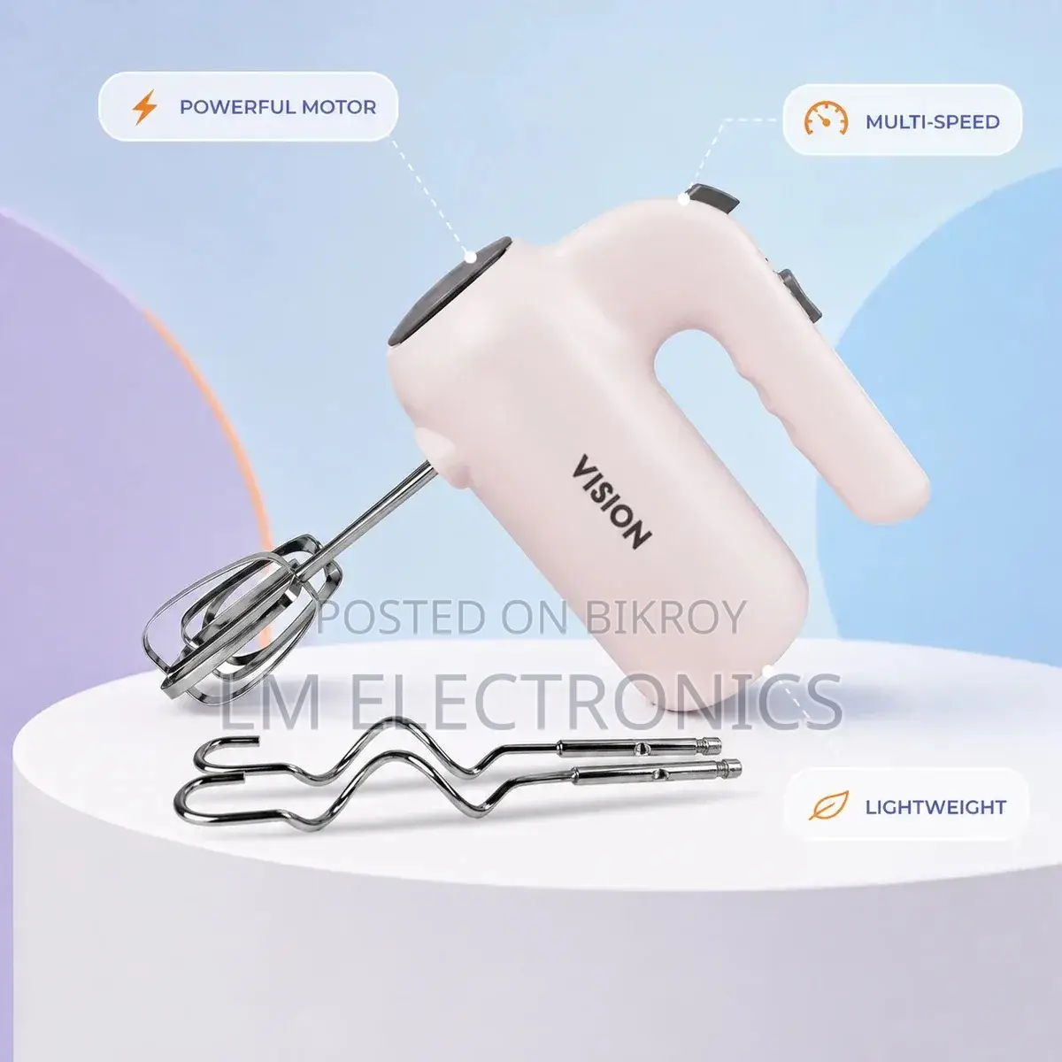 Vision Electric Hand Mixer VIS-HM-002 Light Pink