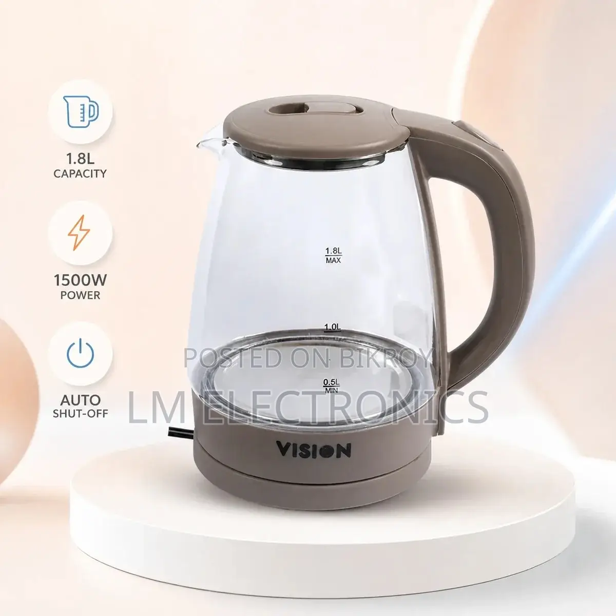 Vision Electric Kettle 1.8 Liter VIS-EK-018 (Glass)