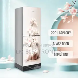 Vision Glass Door Refrigerator RE-222 Liter Vase W Magnolia Flower Top