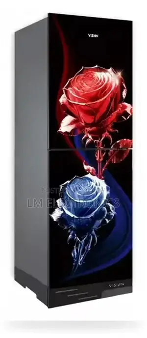 Vision Glass Door Refrigerator RE-200 Liter Crystal Rose Flower Top Mo