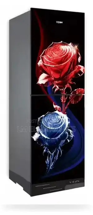 Vision Glass Door Refrigerator RE-200 Liter Crystal Rose Flower Top Mo