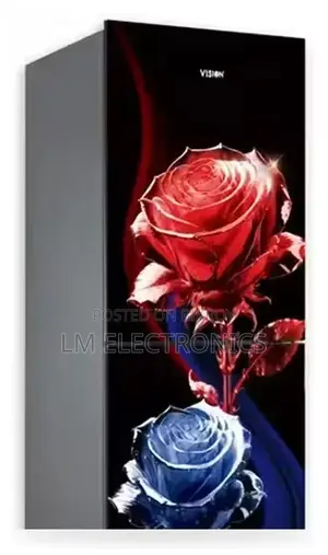 Vision Glass Door Refrigerator RE-200 Liter Crystal Rose Flower Top Mo