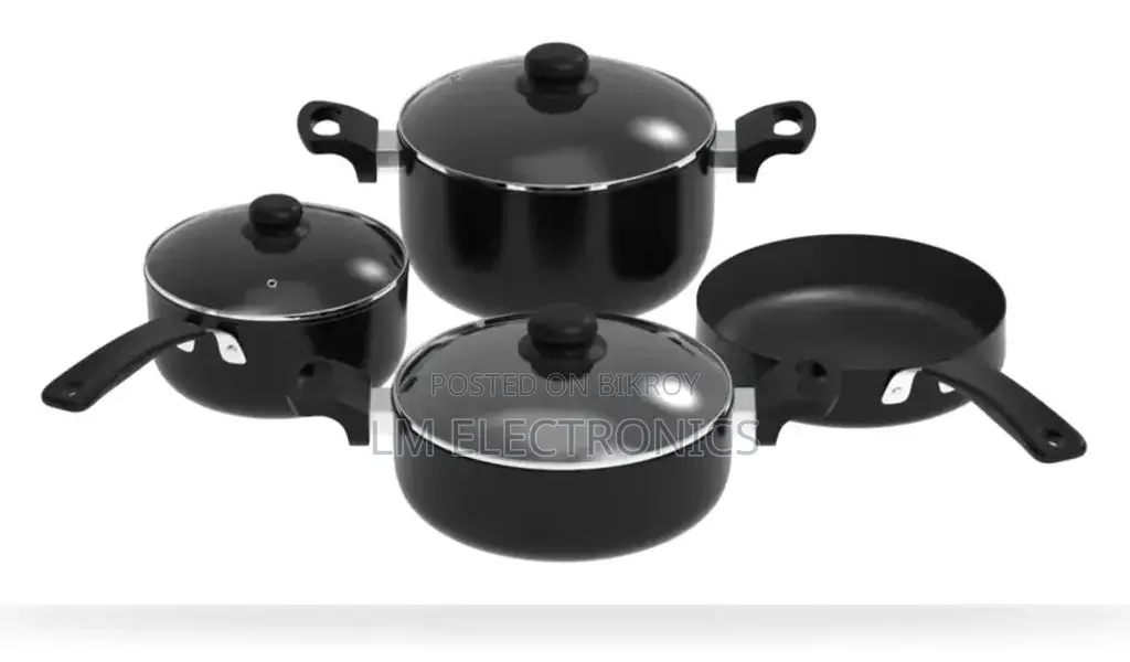 Kiam 7in1 Black 7 Pcs Non Stick Cookware Set
