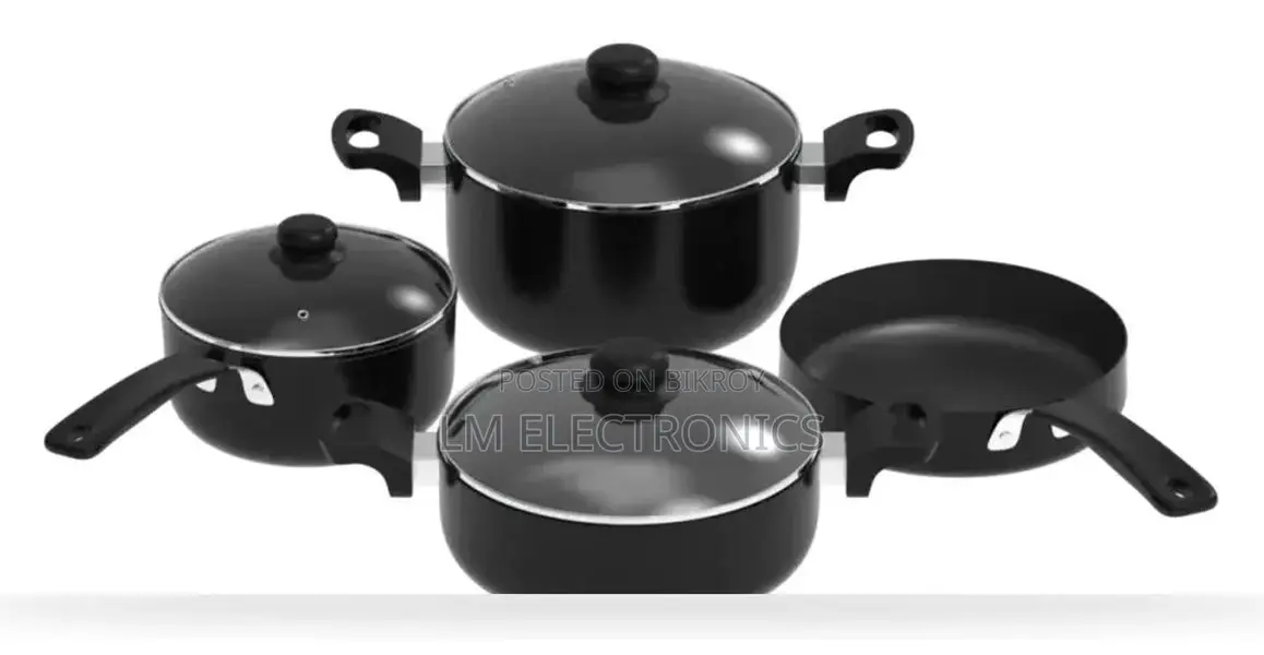 Kiam 7in1 Black 7 Pcs Non Stick Cookware Set